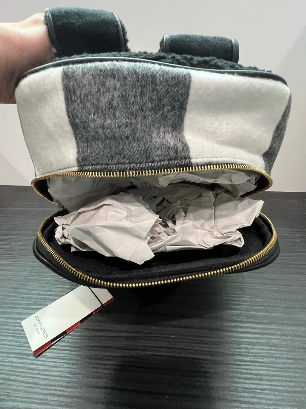 NWT Adam Lippes for Target Black and White Plaid Backpack